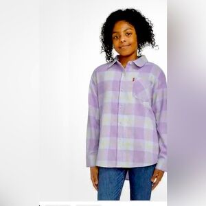 Levi's Kids Light Purple Plaid Button Down Shirt Size Medium 10/12
